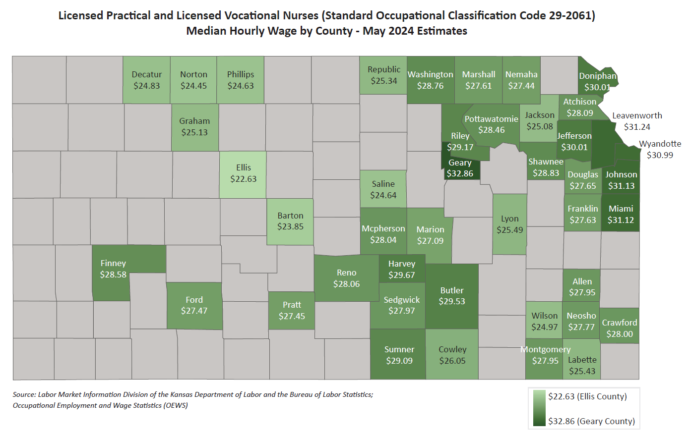Median Wage Licensed Practical and Licensed Vocational Nurses